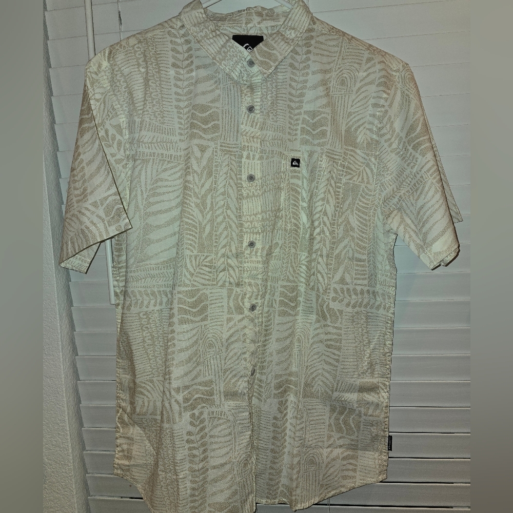 Quiksilver Men's Cream Patterned Casual Shirt